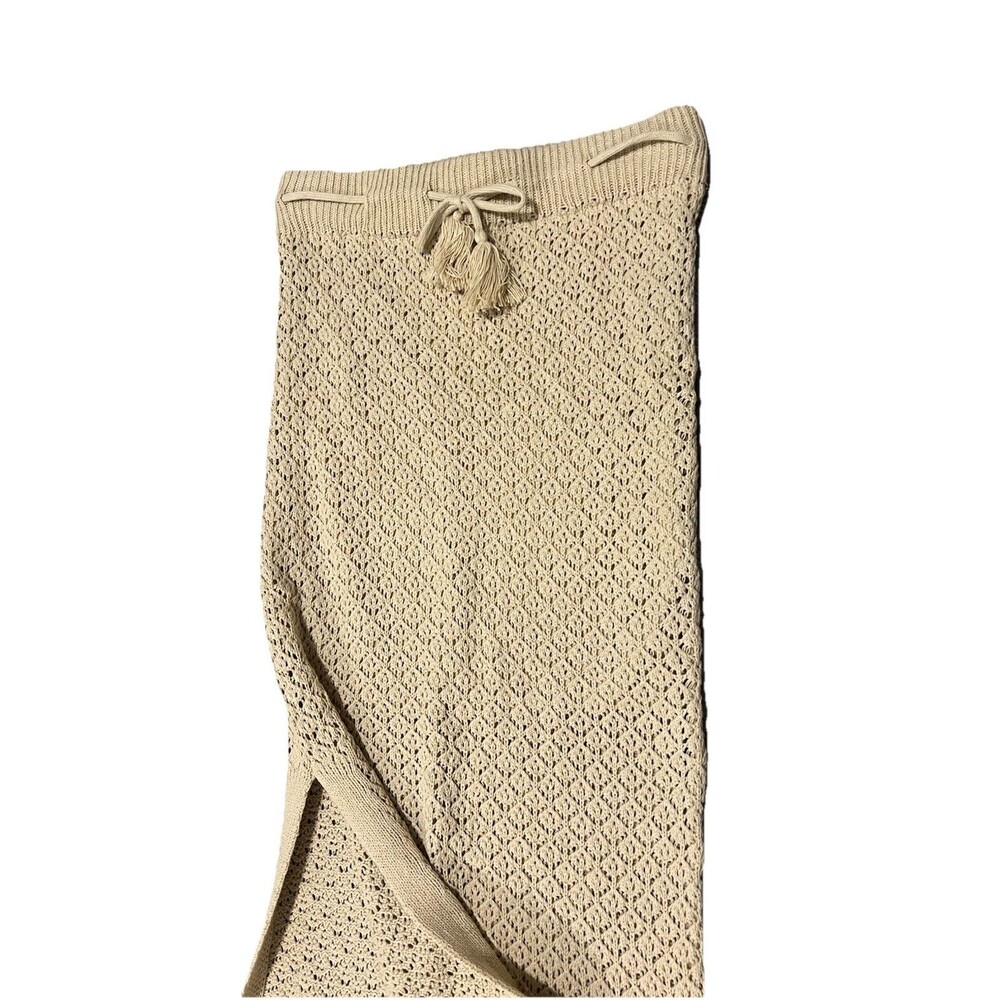 Hunter & Brown Womens Crochet Maxi Skirt Beige Slit‎ Straight Lined Boho NWT Med